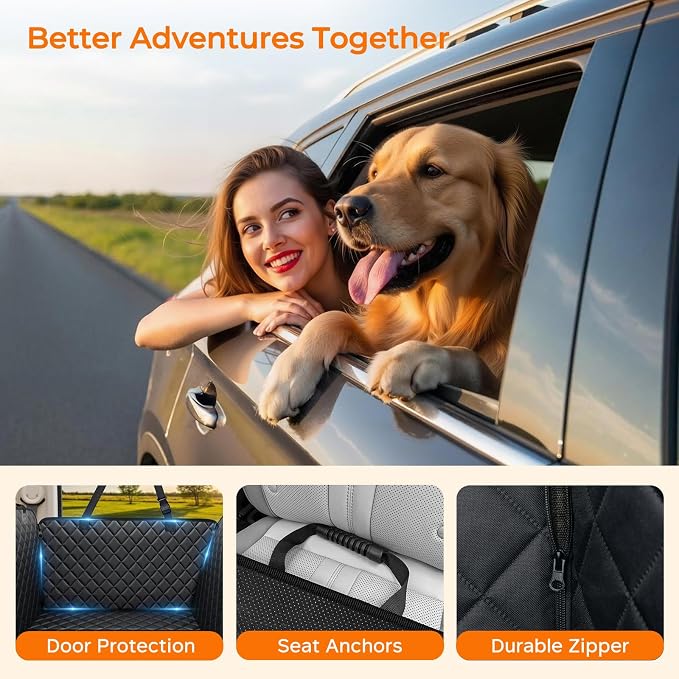 Dog Car Seat Cover for Pets 100% Waterproof Seat Cover Hammock 600D Heavy Duty Scratch Proof Nonslip Durable Soft Back Seat Covers for Cars and SUVs