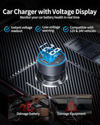 2 Pack 130W 3-Port USB C Super Fast Car Charger (with Voltage Display) for Samsung Galaxy S26/S25/S24/S23/S22 Ultra/Z Fold, Android Phone, Type C Car Charger Adapter Accessories + 240W 3FT USB C Cable
