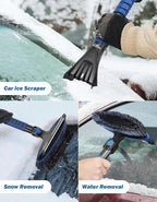 41.5″ Extendable Snow Brush and Ice Scraper, 270°Pivoting Snow Scraper Brush for Car Windshield, Telescoping Ice Scraper, Foam Grip, Heavy Duty Snow Remover for Cars, Trucks, SUV (Blue)