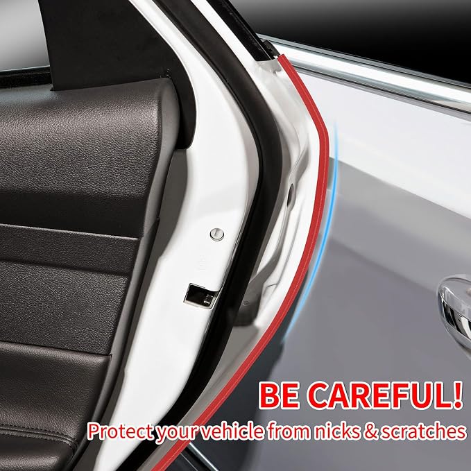 16.5 Ft (5m) Universal Car Door Edge Guards, Black | Rubber U-Shaped Trim Protector, No Glue Required