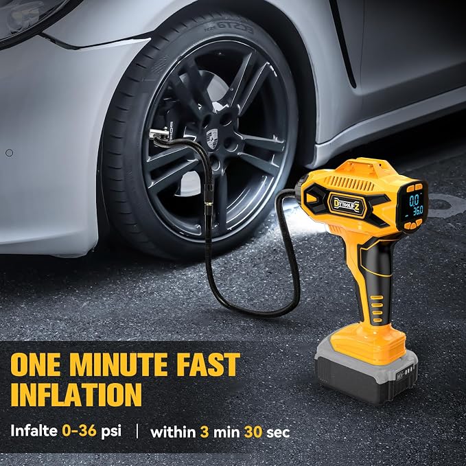 160PSI Cordless Tire Inflator Compatiblew with Dewalt 20V Battery, Portable Air Compressor for Auto, Motorcycles, Bikes, Car Air Pump with Auto Shut-Off, LCD Display, LED Light (Tool Only)