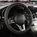 Black Microfiber Leather Steering Wheel Cover 14 inch | Breathable Anti Slip Grip Cool Sporty Look Glow for Women Men