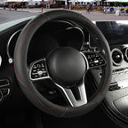 Black Microfiber Leather Steering Wheel Cover 14 inch | Breathable Anti Slip Grip Cool Sporty Look Glow for Women Men