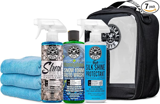 Exterior Wash And Shine Kit With Storage Bag Car Wash Soap Glass Cleaner Tire And Trim Dressing Microfiber Towels Giftable Car Care Set