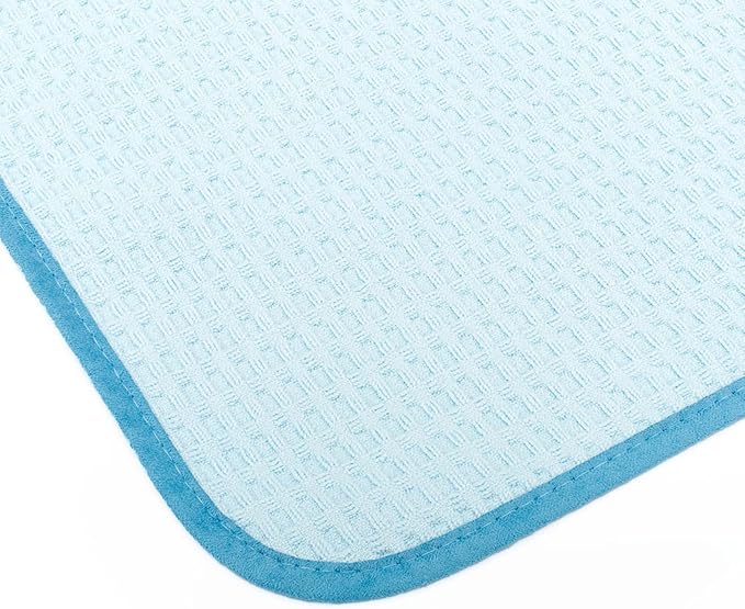 Dry Me A River, Professional Korean 70/30 Blend Microfiber Waffle-Weave Drying & Detailing Towels, Soft Suede Edges, 390 GSM, 16x16 Inches, Light Blue, 5-Pack
