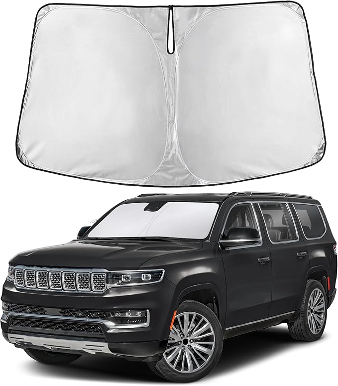 Windshield Sunshade Compatible for Jeep GrandWagoneer 2022-2024 2025 2026, Sun Visor for Front Windshield & Window Sun Shade Cover, UV Heat Blocker & Protector, Car Accessories