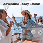 Pyle Marine Radio Receiver Speaker Set 12v Single Din Style Bluetooth Compatible Waterproof Digital Boat In Dash Console System with Mic 4 Speakers, Remote Control, Wiring Harness PLMRKT38W (White)