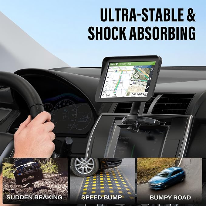 Car CD Slot Mount for Apple CarPlay Screen & GPS, Universal 17mm Ball Joint CD Player Mount, Adjustable Extended Arm, Tool-Free Installation, Stable CD Holder for CarPlay Displays & Navigation