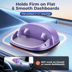 Car Phone Holder, Car Phone Mount Silicone Car Pad Mat for Various Dashboards, Slip Free Desk Phone Stand Compatible with iPhone, Samsung, Android Smartphones, GPS Devices More (Purple)