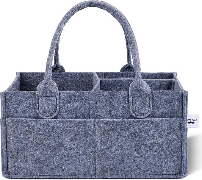 Mr. Pen- Baby Diaper Caddy Organizer, Charcoal Gray | Nursery Storage Bin and Car Organizer for Diapers and Baby Wipes