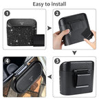 Bling Car Trash Can with Lid, Mini Vehicle Trash Bin, Car Dustbin Garbage Organizer with 60 Trash Bag, Leakproof Auto Storage Bag Container for Car, Home, Office (Carbon Fiber&Black Rhinestone)