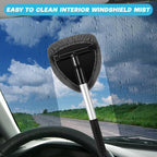 10 Pcs Windshield Cleaner Tool Car Window Cleaning Supplies with Extendable Handle Include 6 Washable Microfiber Bonnets 2 Empty 60ml Spray Bottle Glass Wiper Kit (Gray)