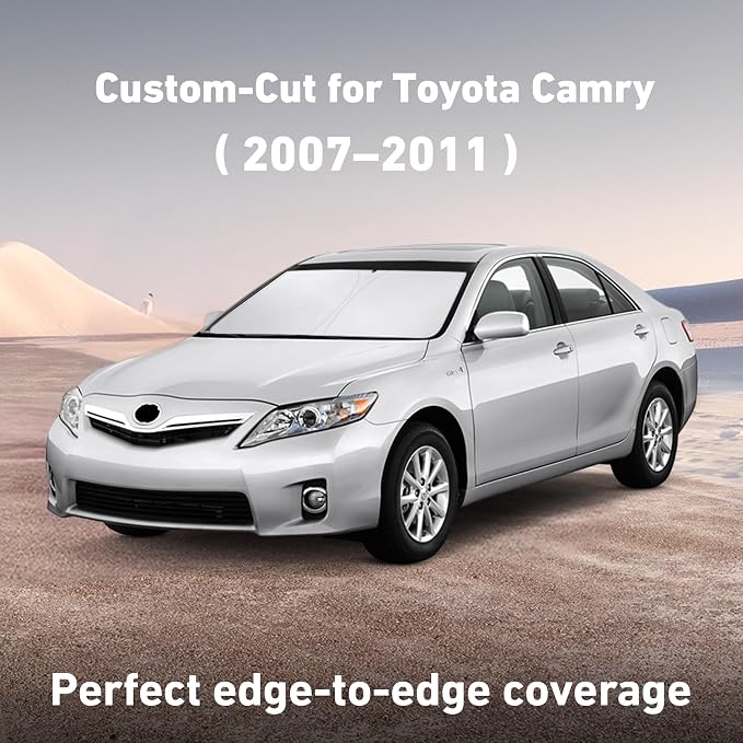 Windshield Sunshade Compatible for Toyota Camry 2007-2009 2010 2011, LE, SE, SE Nightshade, XLE, XSE, TRD, Sun Visor for Front Windshield Sun Shade Cover, UV Heat Protector, Car Accessories