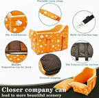Center Console Dog Car Seat for Medium Dogs - Portable Dogs Armrest Booster Seat, Anti-Collapse Pet Car Seat with Soft Cushion Safety Belt, Support Pet Up to 21lbs (Orange)