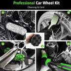 5PCS Pro Wheel Detailing Kit | 360° Bendable Rim Cleaner Brush, Premium Boar Hair Brush & Tire Shine Applicator | Microfiber Scratch-Free Wheel and Tire Brush Set for Cleaning Wheels,Tires