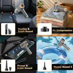Car Portable Vacuum Cleaner, 20000PA Cordless Handheld Vacuum with Brushless Motor, 3-Speed Mode, 4-in-1 Air Duster & Air Blower for Car, Home, Office, Camping - Grey