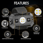 UTV Dome Light 12V Wired, Interior Dome Light with Switch Waterproof Universal LED Roll Bar Mount Roll Cage Lights Cab Map Lights for UTV Polaris RZR Ranger SXS - White/Amber