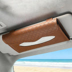 Car Tissue Holder, Car Napkin Holder, PU Leather Auto Visor Tissue Box, Auto Interior Accessories Sun Visor Paper Towel Cover Case Backseat Napkin Organizer for Sedan Truck SUV (Brown)