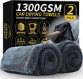 2-Pack Double-Twist Pile Microfiber Towels for Cars 1300 GSM Car Drying Towels (23.62" x 15.75") Ultra Absorbent Microfiber Towel, Streak-Free & Scratch-Free Car Cleaning Supplies with Edgeless Design