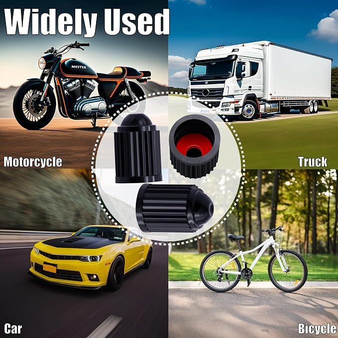 30PCS Tire Valve Stem Caps, The Upgraded Version Plastic Air Caps Cover, with O-Ring Rubber Seal, Universal Tyre Valve Dust Caps for Cars, SUV, Trucks, Bikes, Motorcycles, Bicycles(Black)