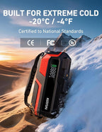 M10 6000A 150PSI Car Jump Starter with Air Compressor - 12V Portable Battery Booster (All Gas/12.0L Diesel), Smart Tire Inflator, Heavy-Duty Jumper Cables, Power Bank, LED Light, Storage Case