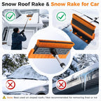 16" Large Snow Brush for Car Windshield,Non-Scratch Snow Scraper,55" Extendable Snow Broom with Foam Grip,Snow Remover for Cars, Truck, SUV (Orange, 16 inch)