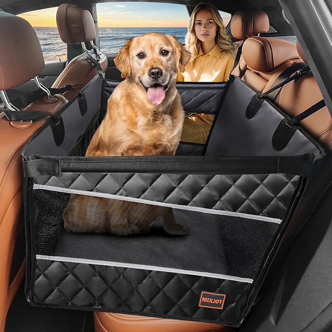 Dog Car Seat for Large Medium Dogs, Back Seat Extender for Pets, Waterproof Pet Carseat for Medium Sized Dog, Hammock for Pet, with Storage Pocket for Cars/SUV/Truck(L-28 * 22 * 20.5in)