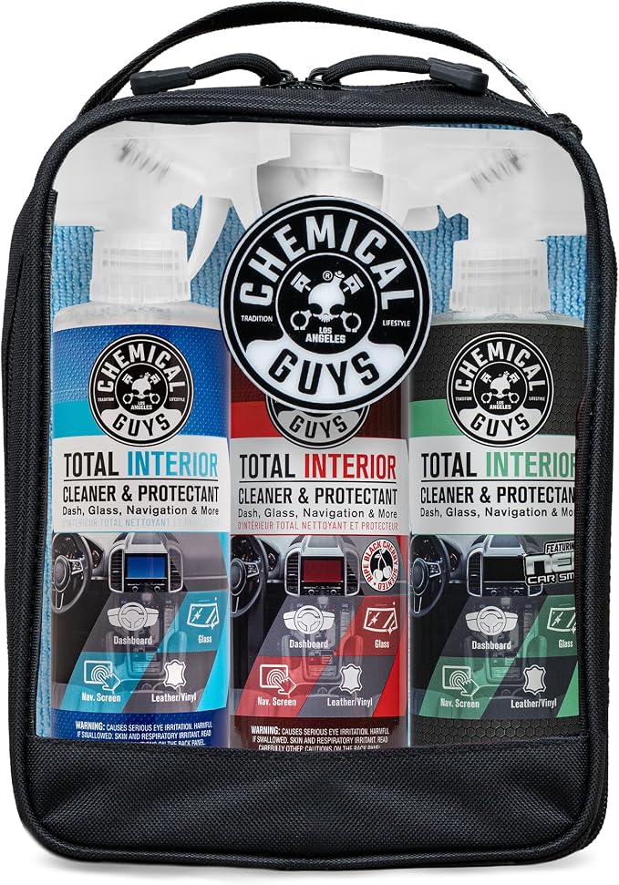 Total Interior Cleaner Variety Kit With Storage Bag | 3 Scents, Fresh, New Car, & Black Cherry Scents, 3 Microfiber Towels, & Giftable Car Care Bag