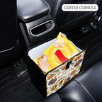 Car Trash Can Organizer Bin with Adjustable Strap for Back Front Seat Console Waterproof Leakproof Collapsible Portable 8.66 Inch Thanksgiving Turkeys Sunflowers White
