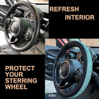 Large Size Bling Comfy Steering Wheel Cover with Jumbo Crystal Rhinestones, Anti-Slip Diamond Leather, 15.5-15.75 Inch (Sky Blue)
