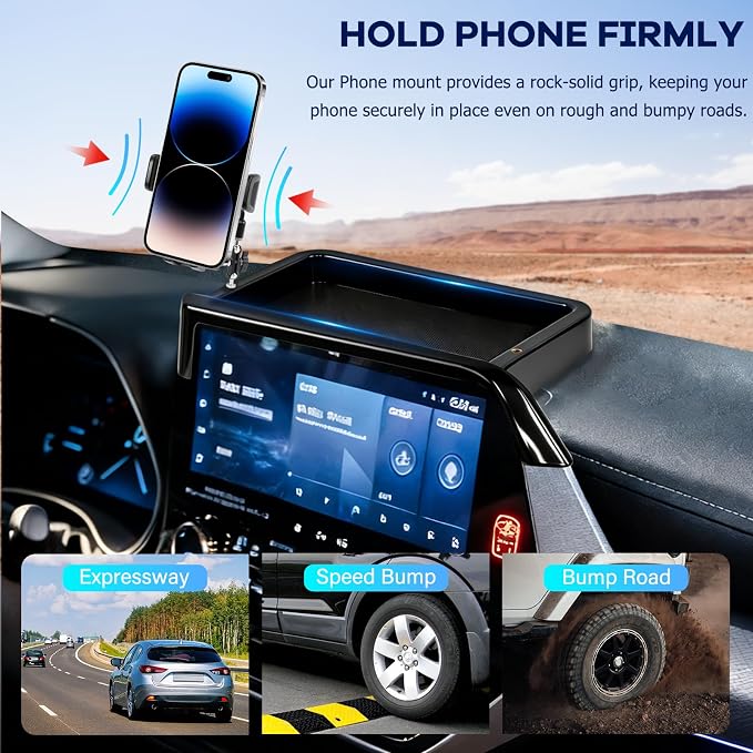 Car Phone Holder Fit for Toyota Highlander 2020-2025 w/Dash Tray Storge Box Organizer-Cell Phone Mount for Highlander Accessories 8 inch Touch Screen 360 Degree Rotation (NOT FIT 12.3 inch)