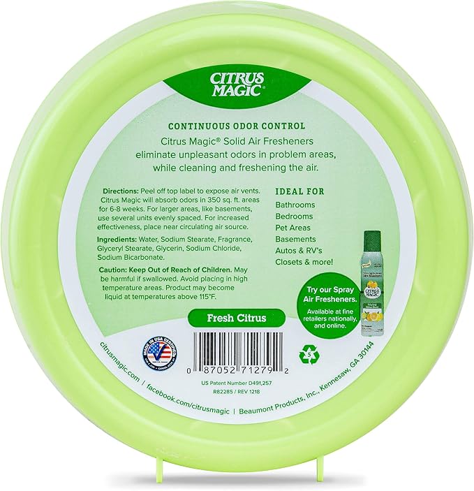 Odor Absorbing Solid Air Freshener, Fresh Citrus, 8-Ounce, Pack of 1