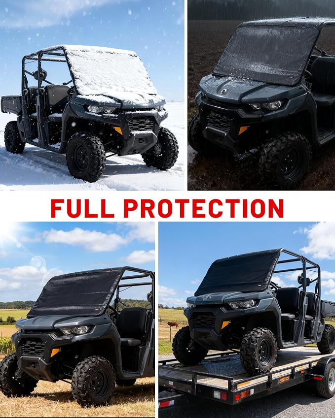 UTV Windshield Cover Compatible with Can-Am Defender 2016-2026 and Polaris Ranger XP 1000 2017-2026 (Not RZR), Waterproof Transport Protector for Ice and Snow