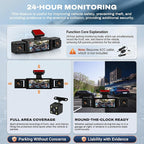 360 Degree View 4 Channel Dash Cam 1080 P Front and Rear Inside, Left and Right Dash Camera for Cars, 3.16 Inch Night Vision, Loop Recording, Exposure Compensation, Reversing Assistance