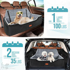 HEGGCOOE Large Dog Car Seat Under 100 lbs, Washable Dog Car Bed for 2 Medium Dogs, Detachable Pet Booster Seat with Storage Pocket and Seat Belt for Back Seat Dog Travel Bed