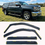 Window Visors for Silverado & Sierra 1500 2500HD 3500HD Crew Cab 14-18 | In-Channel Rain Guards, Vent Deflectors, Sun Shade, Dark Smoke