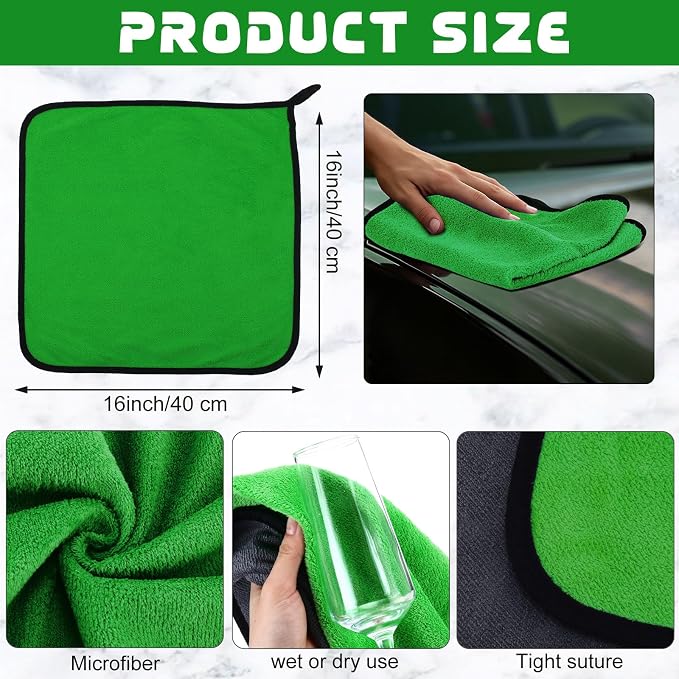 50 Pcs Microfiber Towels:16"x16" Microfiber Drying Towels Bulk Micro Fiber Car Cleaning Cloth for Cars Drying Washing Polishing Office Windows Cleaning Household Supplies (Green,Gray)