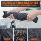 4 Pack Twisted Loop Car Drying Towel, Microfiber Towels for Cars 24"x36", Reusable Shammy Quick Dry Cloth for Carwash, for Auto, Boat, RV, Garage & Home