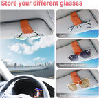 Sunglass Holder for Car Visor Sunglasses Clip Magnetic Leather Glasses Eyeglass Holder Truck Car Interior Accessories Universal for Woman Man -Orange