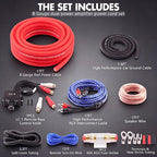 8 Gauge 1200W Amplifier Wiring Kit Complete Amp Installation Kit with LC-1 Remote Bass Control Knob,RCA & Speaker Cables,60A AGU Fuse Holder,Power & Ground Cable for Car Audio Subwoofer Stereo System