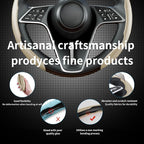 2Pc Carbon Fiber Steering Wheel Cover Universal Fit 99% Cars | Non-slip soft grip, easy to wipe clean, quick to install, perfect for daily commutes and road trips, Beige