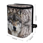 Wolf Print Car Trash Can with Lid, Leak Proof Auto Trash Bag Hanging Vehicle Garbage Can Multipurpose Storage Container for Back Seat Road Trip