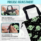 Car Trash Bag Abstract Green Aliens and UFO Leak-Proof Car Garbage Bag with Drawstring Foldable Canvas Trash Bin with Adjustable Buckle for Car Accessories