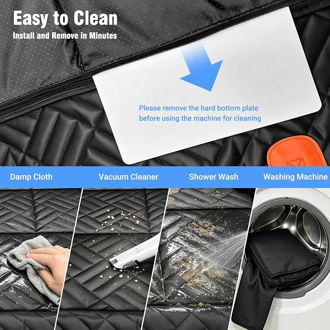 Megadream Dog Car Seat Cover Hard Bottom Back Seat Extender for Dogs 260LBS | Waterproof Scratch Resistant Rear Seat Pet Hammock with Mesh Window, Universal Fit for Sedan SUV Pickup Truck