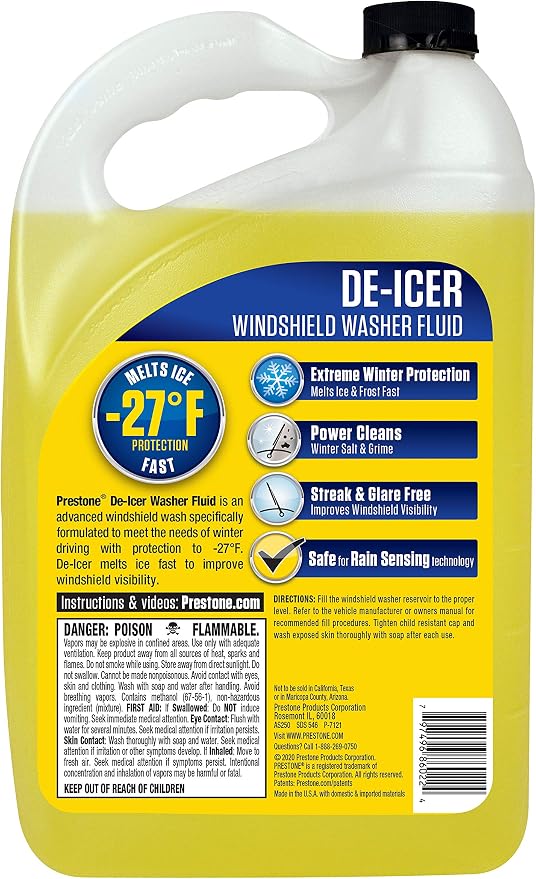 AS250-6PK De-Icer / Winter Windshield Washer Fluid, 1 Gallon, (Pack of 6)