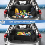 Trunk Organizer for Car, Car Organizer, 12 Pockets Trunk Organizer for SUV, Durable Oxford, Non-Slip Bottom, Trunk Storage Organizer for Sedans, Van, Jeep, Grocery, Large 3 Compartments