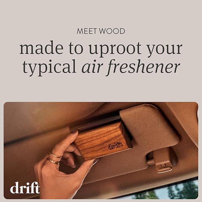 Drift Car Air Freshener - The Original Wood Air Freshener - Car Odor Eliminator - Long Lasting Scent - Auto Accessories - Metal Clip - Essential Oils - Clean Ingredients - Macadamia Swirl Starter Kit