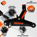 Floor Jack 1.5 Ton (3300 lbs), Hydraulic Trolley Jack with Solid Storage Case, Hydraulic Jack for Car with Single Piston Pump, Portable Car Floor Jack with Lifting Range 5-1/8'' to 12''