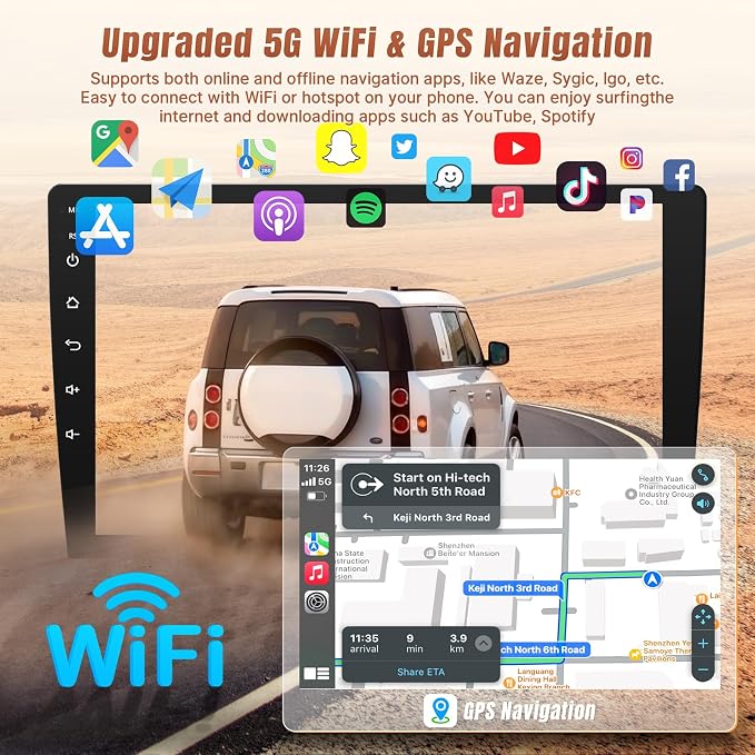 Car Radio for Honda CIVIC 2006 2007 2008 2009 2010 2011 Stereo with Wireless Carplay Android Auto - 2+32GB 9Inch Touch Screen for Civic with Bluetooth, GPS, WiFi, FM, SWC + MIC +Backup Camera