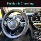 Large Size Steering Wheel Cover Great Grip with 3D Honeycomb Anti-Slip Design, 15.5-15.75 Inch (Black/Red Stitch)